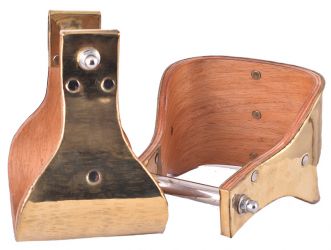 Showman Polished brass covered wood stirrups with 5" tread